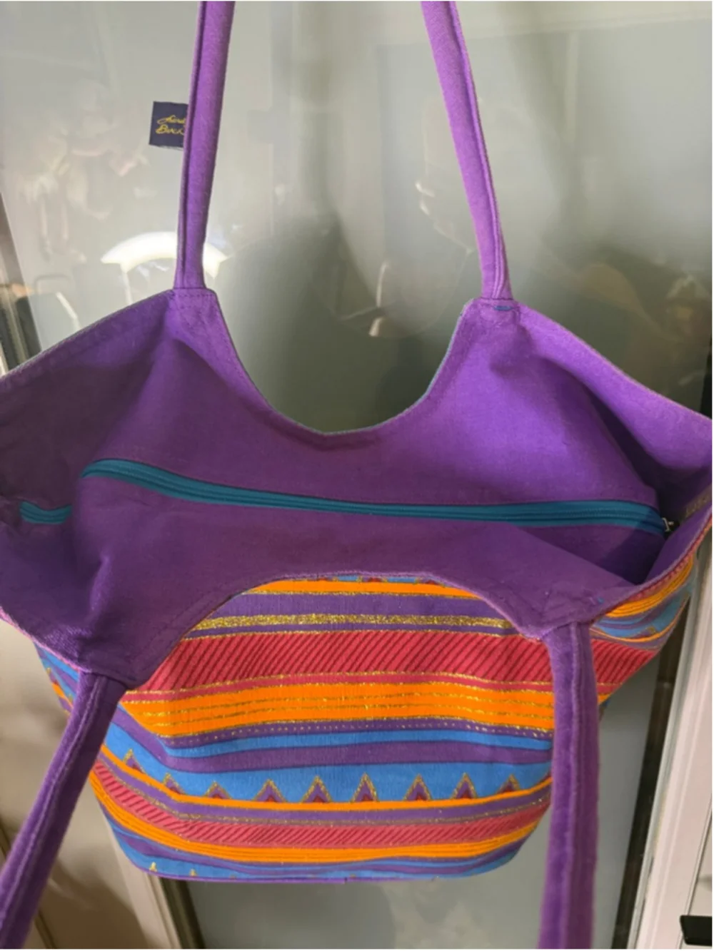 Laurel Burch Blue Purple Fish Art Tote Bag One Size